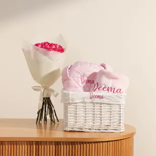 Belovedone Personalize Bag and Blanket Gift Set | Enchanted Flowers Arrangement Belovedone Personalize Bag and Blanket Gift Set | Enchanted Flowers Arrangement
