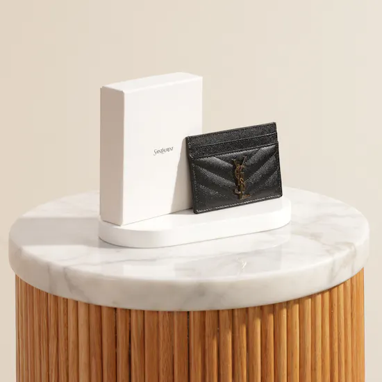 Saint Laurent Cassandre Matelasse Leather Black Women's Card Holder