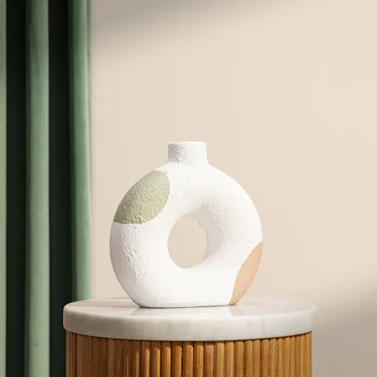 Nno Deux Beige and Green Vase