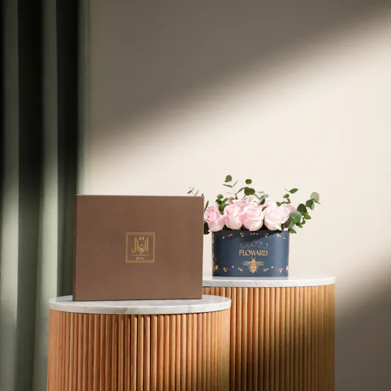 Alshal Brouk Shemagh Size 58 | Soft Roses Box