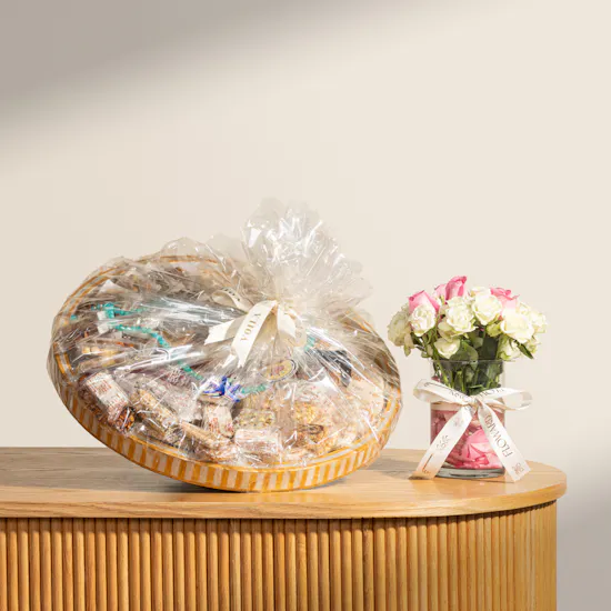 Voila Mouled Sweets Sadaf Tray | Happiness Feelings Flowers