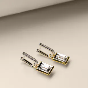 Velvet Desert Sublime Emerald-cut Gold-plated Hoop Earrings Velvet Desert Sublime Emerald-cut Gold-plated Hoop Earrings