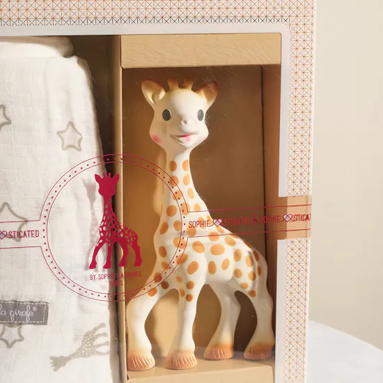 Peek A Boo Sophie La Giraffe Girafe Toy and Swaddle Baby Set