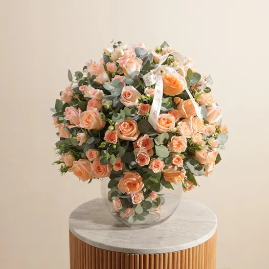 Enchanting Peach Flowers Vase