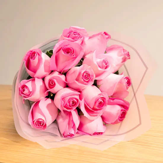 15 Pink Roses Bouquet