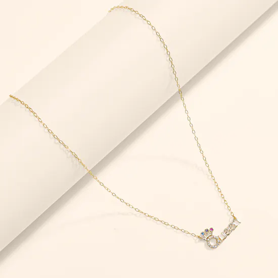 L'azurde Queen Colored Stones Gold Necklace