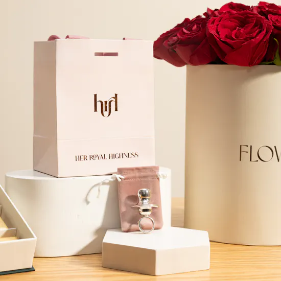 Hrh Newborn Silver Pacifier | Floward Chocolate Box and Flowers