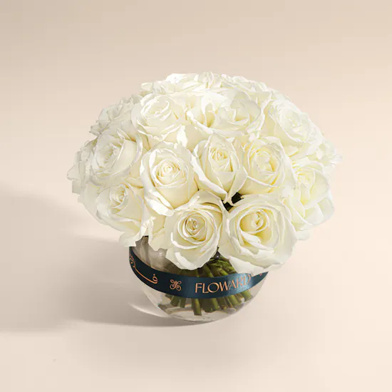 Moonlit Reverie White Roses Vase