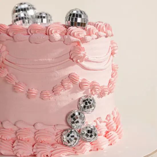 Floward Personalized Glamorous Balls Pink Birthday Cake