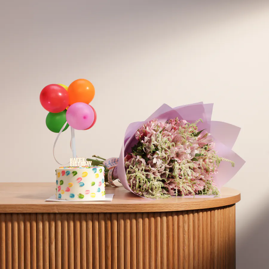 Sweet Atelier Small Birthday Cake | Flowers Bouquet 6