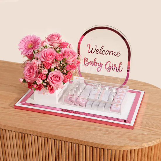 Floward Welcome Baby Girl Chocolate Tray | Flowers