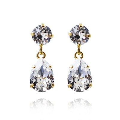 Caroline Mini Drop Earrings-Crystal
