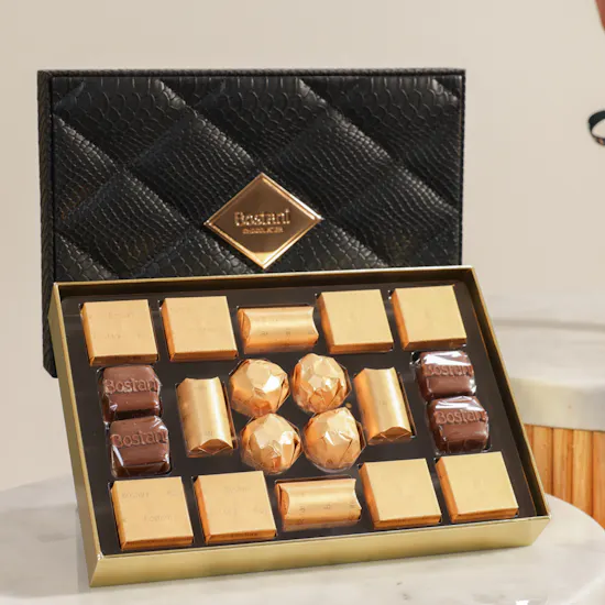 Bostani Signature Chocolate Box | Scarlet Elegance Flowers Bouquet