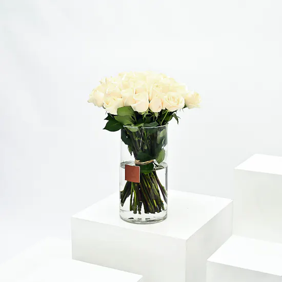 48 White Roses Vase