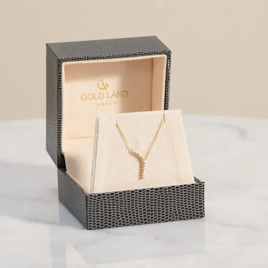 Gold Land Curved Diamond Women’s Necklace