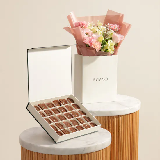 Floward Essence of Joy Medium Chocolate Box | Spark Flower Bouquet