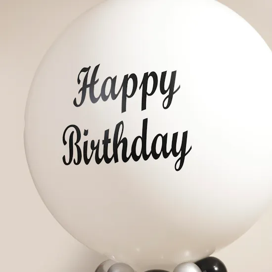 Balloonizer Happy Birthday Black and White Balloons Set