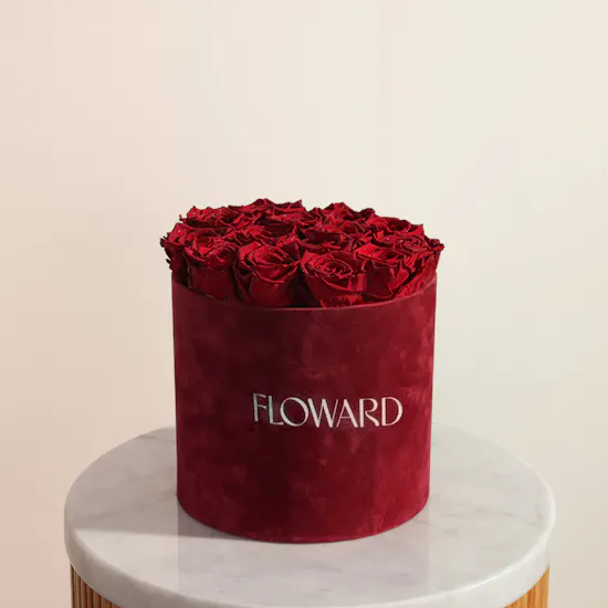 Stunning Preserved Red Rose Velvet Box