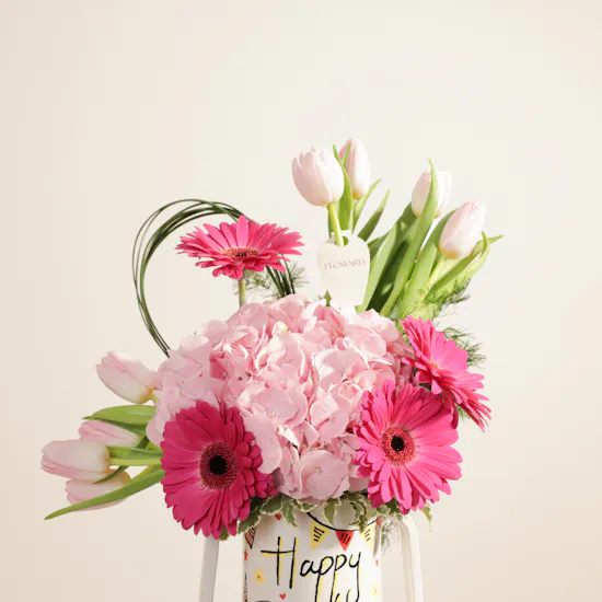 Keramos Studio Pink Joy Birthday Flowers Vase