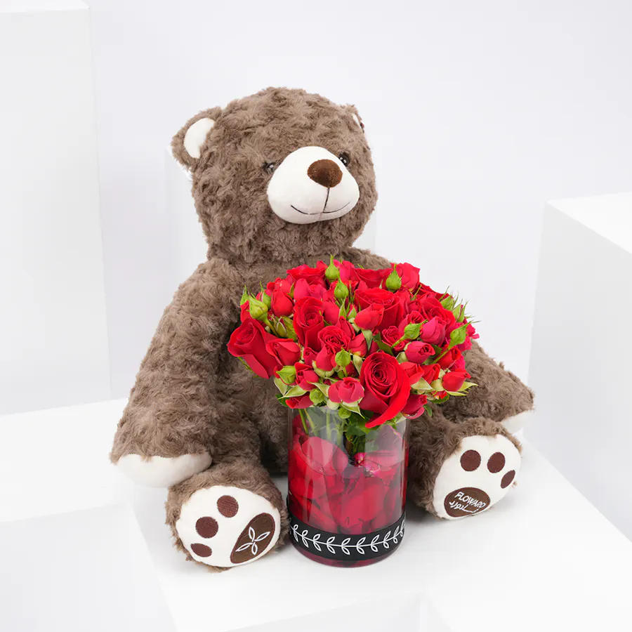 Koki Brown Bear | Red Vase 2