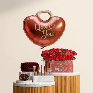 Charlotte Tilbury Winter Pouchbag Gift Set | Lovely Flower Box with Balloon