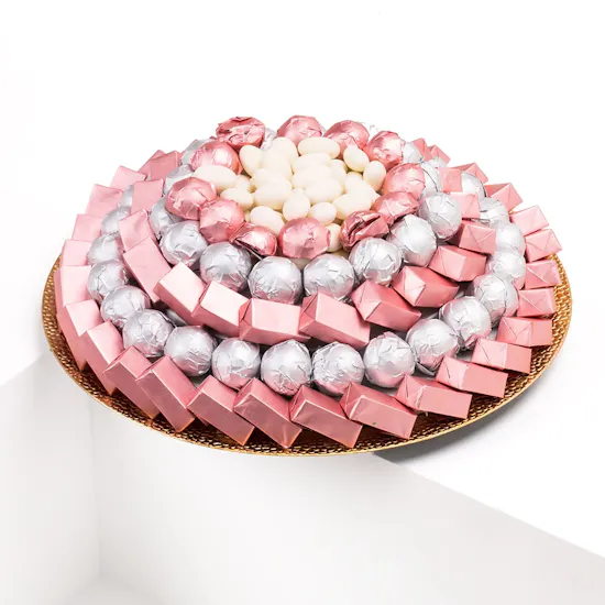 NJD It's a Girl Chocolate Tray | Pink Eustoma
