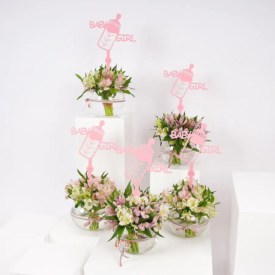 New Baby Girl Reception Vases | Delicate Alstroemeria  1