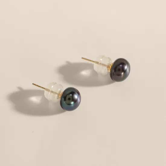 Opearl 18K Gold Black Pearl Earrings