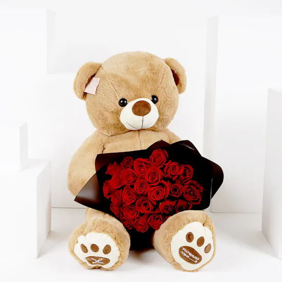 25 Red Roses | Medium Bear