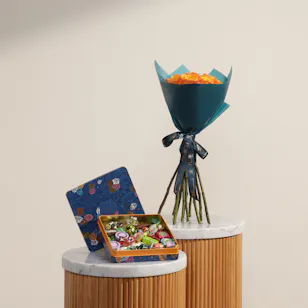 Venchi Murrine Blue Maxi Assorted Chocolate Box | Fresh Flower Bouquet 