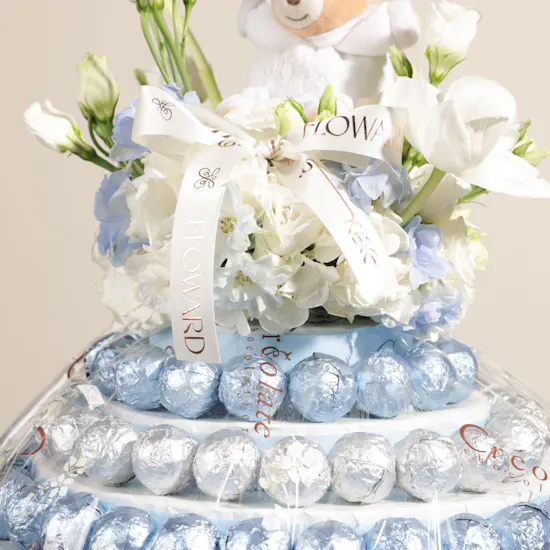 Creolate Baby Boy Small Praline Tower | White Whispers Flowers