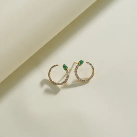 Izmirian Diamond and Emerald Open Hoop Earrings