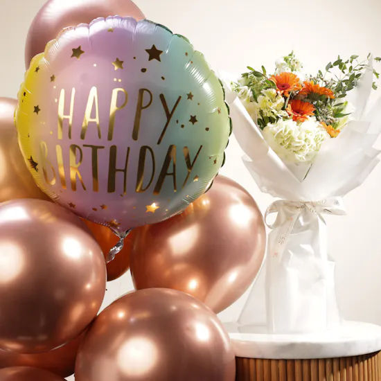 Happy Birthday Balloons | Flowers Bouquet