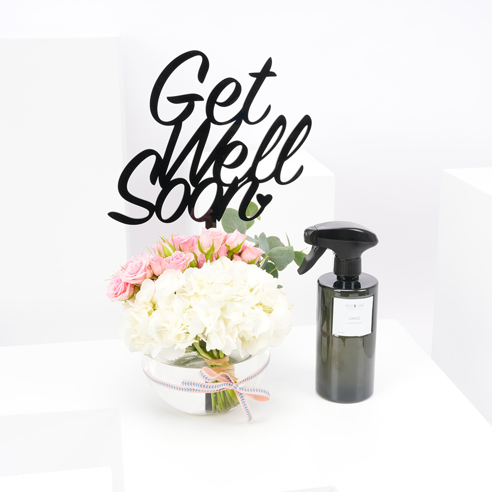 عطر قريس من مبخر 500مل | فازة أزهار تمنيات بالشفاء