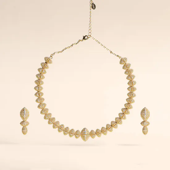 Lynyer Ravi Nova Gold-Plated Necklace and Earrings Set