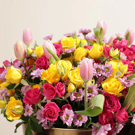 Colorful Flowers | Golden Vase