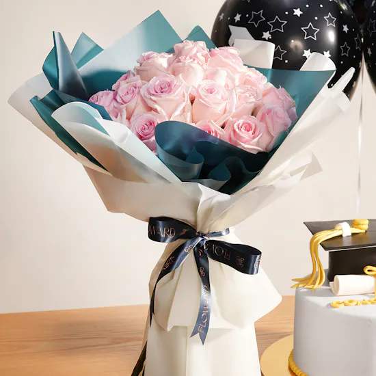 Graduation Cake for Her | Pink Roses