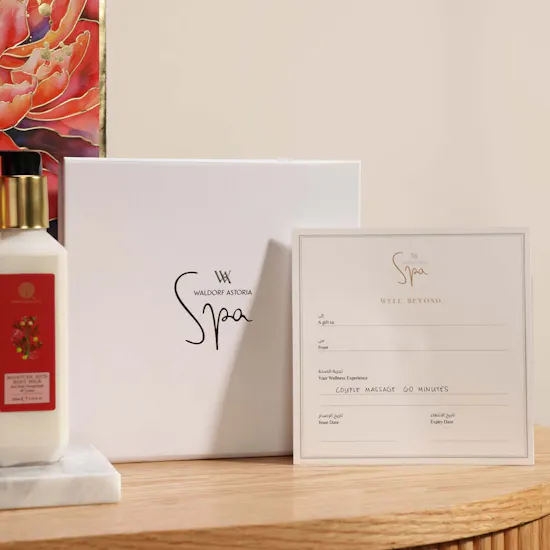 Waldorf Astoria Spa 60 Minutes Couple Massage Gift Voucher | Forest Essentials Set and Flower Bouquet