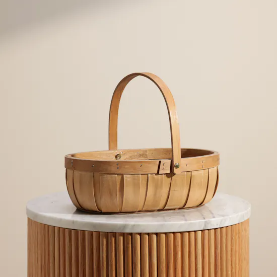 Floward Charming Oval Wooden Basket with Handle