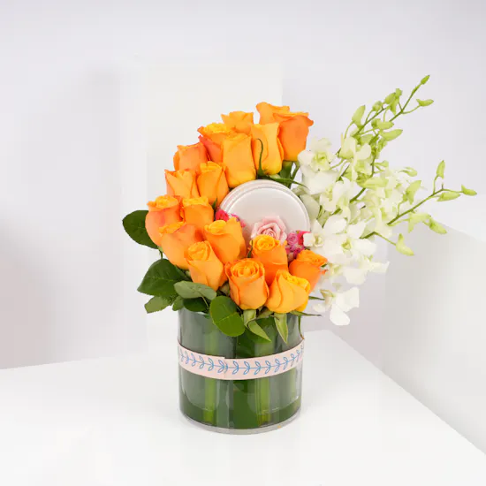 Bostani Floral Chocolates Box | Orange Roses