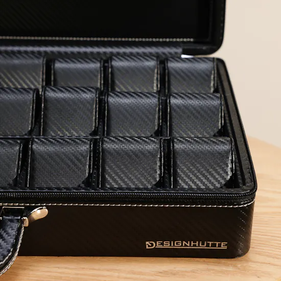 Heisse & Söhne Designhütte Black Tampa Carbon Watch Box | 24 Slots