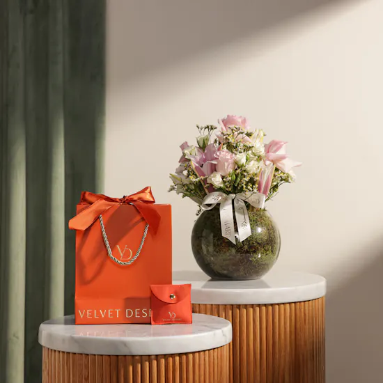 Velvet Desert Gold-plated Dune Mirage Long Drop Earrings | Bright Flowers Vase