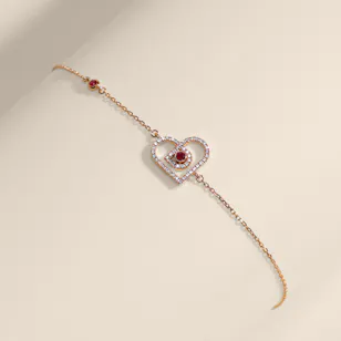 Damas Love by Damas Rose Gold Diamond and Ruby Heart Bracelet Damas Love by Damas Rose Gold Diamond and Ruby Heart Bracelet