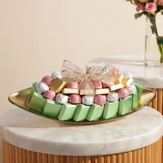 Bateel Chocolate Glass Tray | Glam Flowers