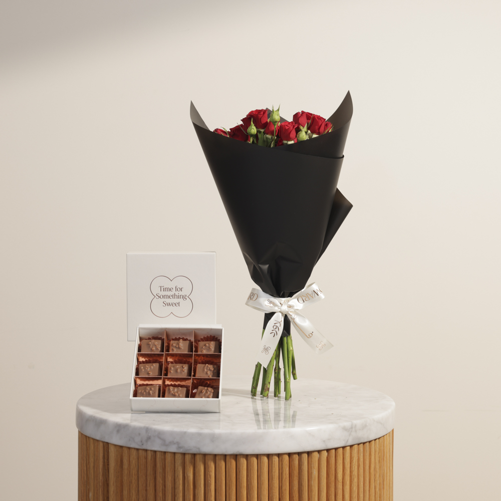 صندوق شوكولاتة من فلاورد | باقة زهور شغف الحب