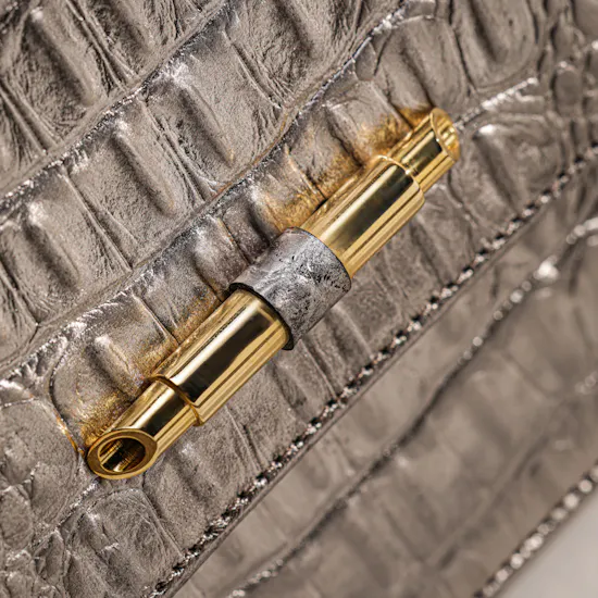Rula Galayini Baby Vertigo Metallic Silver Croc-Print Women’s Bag