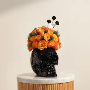 Midnight Flame Skull Vase