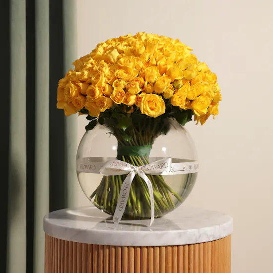 Sunshine Yellow Baby Rose Vase