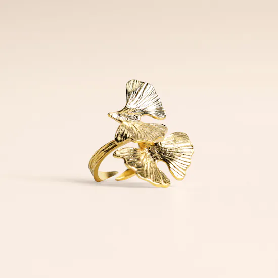 Lynyer Gold-plated Twisted Flora Petal Ring