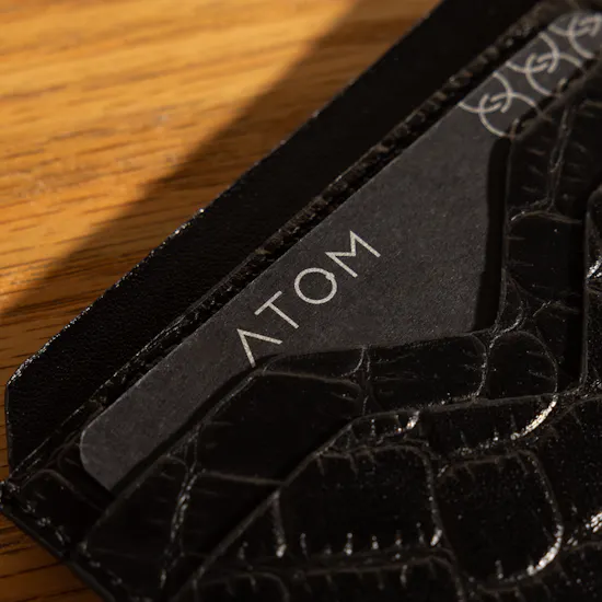 Atom Black Leather Men's Passport and Card Holder Set